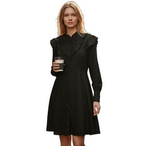 Kill Star Victorian Lace Dress Women 3XL Goth Button Up High Neck Long Sleeve